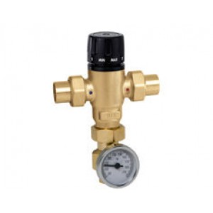 Caleffi Series 521 MixCal 3-Way Thermostatic Mixing Valve with adapter